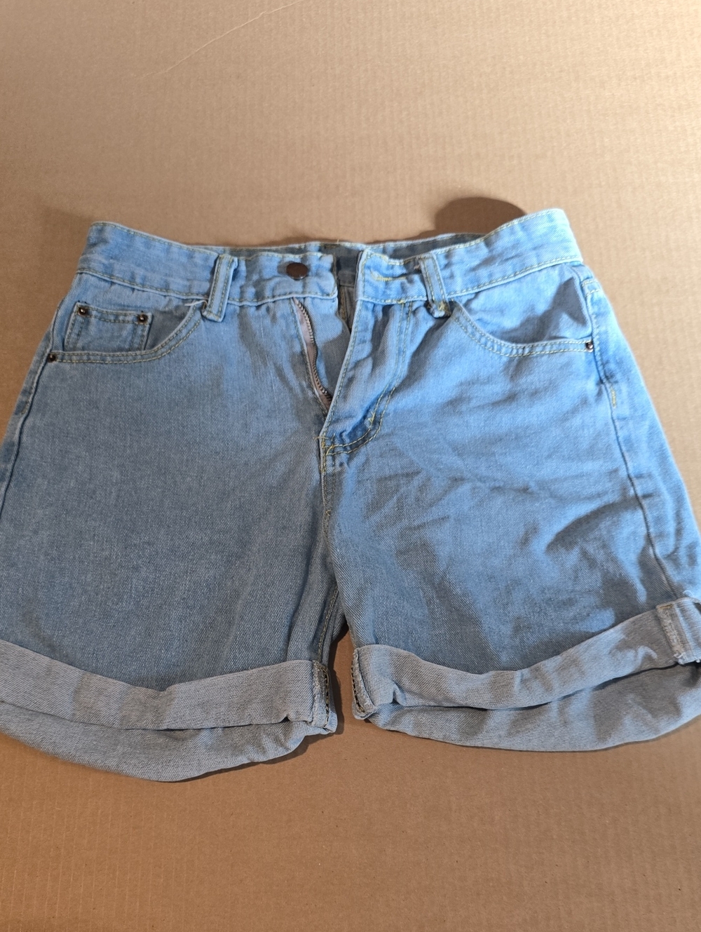 Casual Light Blue Denim Roll-Cuff Women's Jean Shorts #78